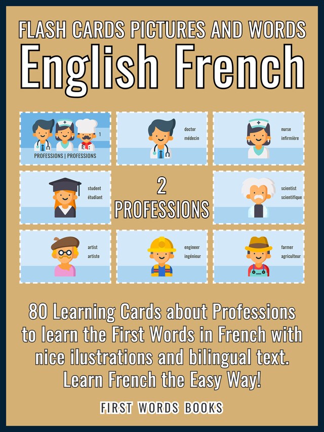 Okładka książki dla 2 - Professions - Flash Cards Pictures and Words English French