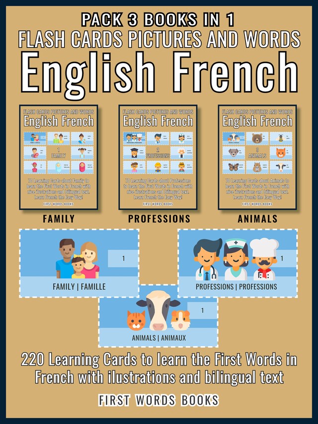 Boekomslag van Pack 3 Books in 1 - Flash Cards Pictures and Words English French