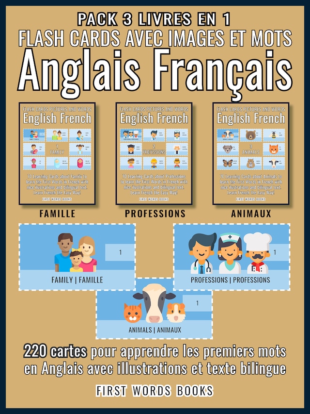 Pack 3 Livres en 1 - Flash Cards avec Images et Mots Anglais Français