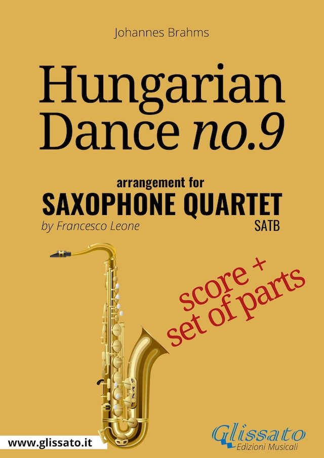 Book cover for Hungarian Dance no.9 - Saxophone Quartet Score & Parts