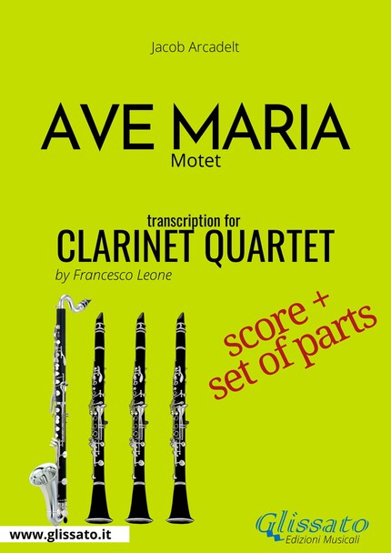 Ave Maria (Arcadelt) Clarinet Quartet score & parts bookCoverFor