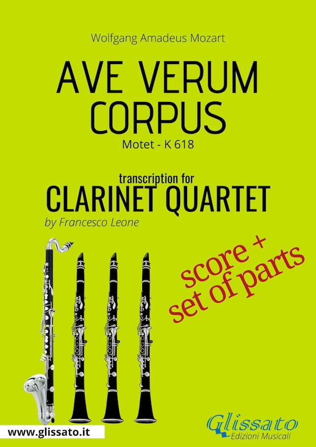 Bokomslag för Ave Verum Corpus - Clarinet Quartet score & parts