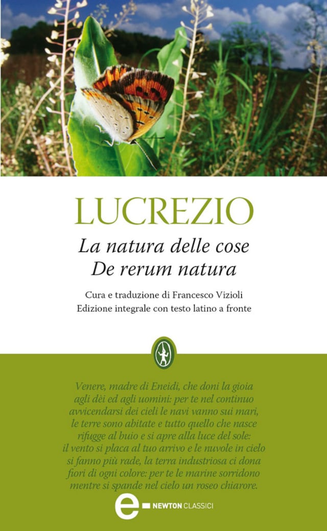 Book cover for La natura delle cose. De rerum natura