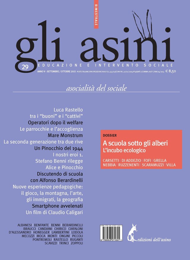 Book cover for Gli asini n. 29. Rivista di educazione e intervento sociale