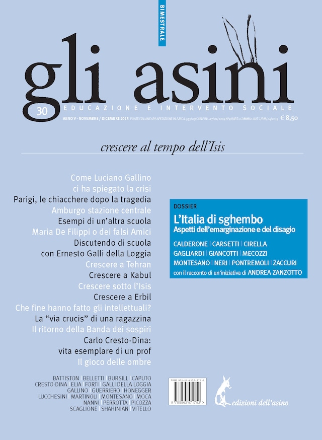 Book cover for Gli asini n. 30. Rivista di educazione e intervento sociale