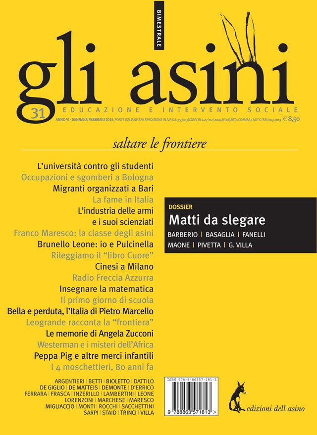 Book cover for Gli asini n. 31. Rivista di educazione e intervento sociale