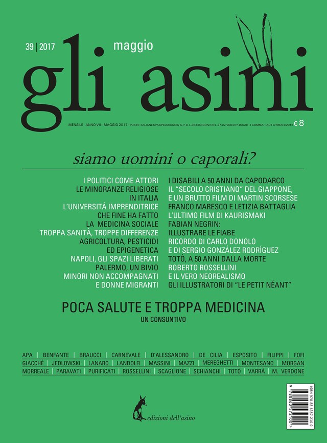 Book cover for Gli asini n. 39 maggio 2017