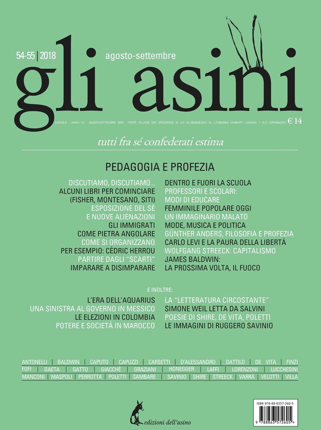 Bogomslag for "Gli asini" n.54-55 agosto settembre 2018