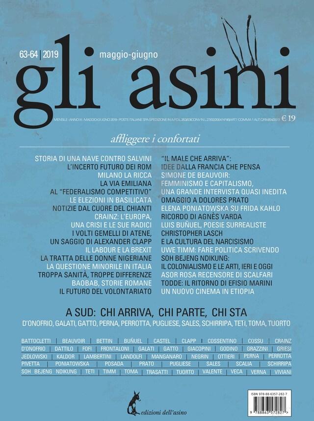 Bokomslag för “Gli asini” n. 63-64, maggio-giugno 2019