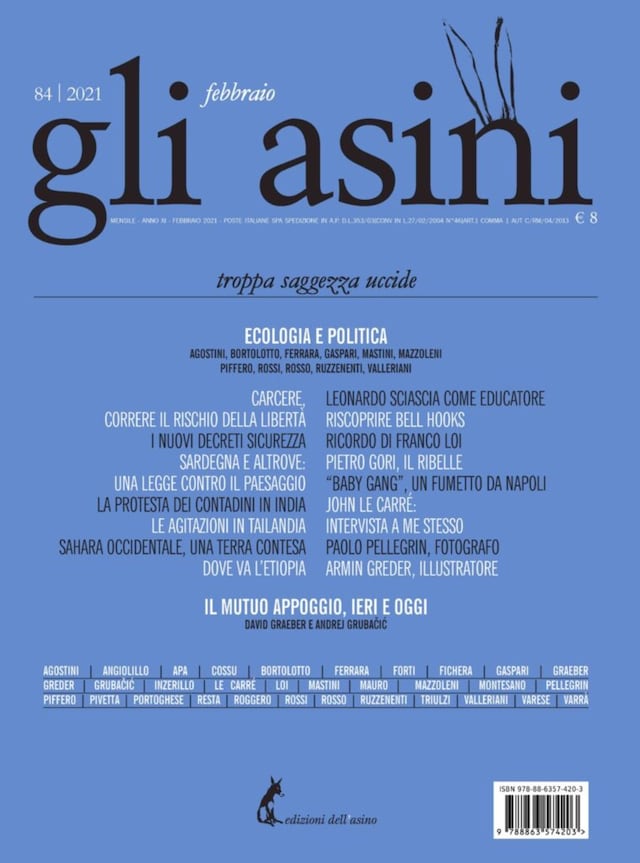 "Gli asini" n. 84 febbraio 2021 Book cover for "Gli asini" n. 84 febbraio 2021
