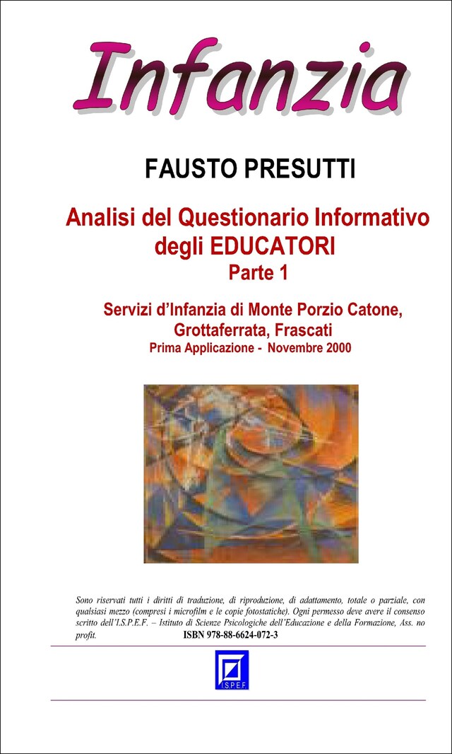 Copertina del libro per Analisi del Questionario Informativo degli Educatori degli Asilo nido Parte 1