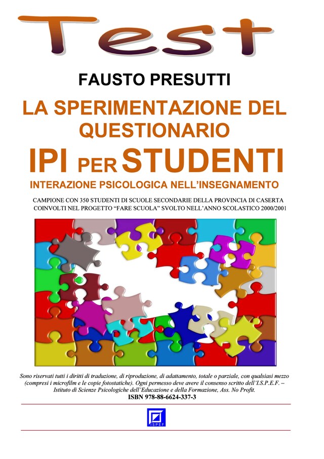 Book cover for La Sperimentazione del Questionario IPI per Studenti