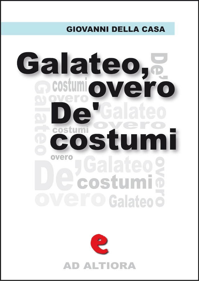 Copertina del libro per Galateo, overo De’ costumi