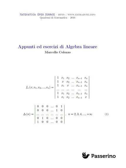 Appunti ed esercizi di Algebra Lineare bookCoverFor