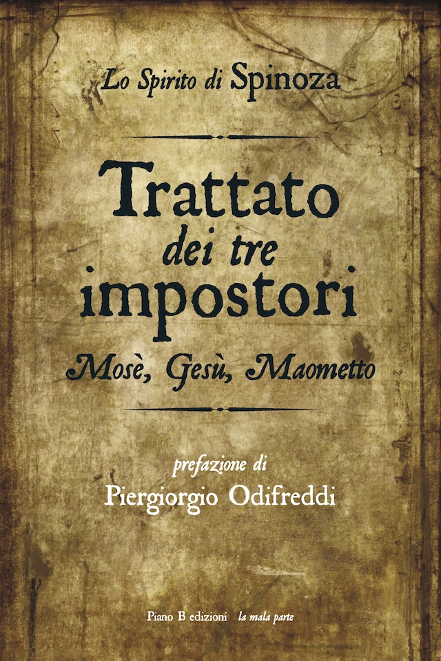 Kirjankansi teokselle Trattato dei tre impostori. Mosè, Gesù, Maometto