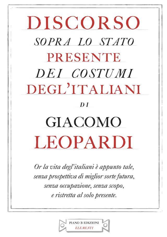 Book cover for Discorso sopra lo stato presente dei costumi degl’italiani