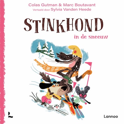 Stinkhond in de sneeuw