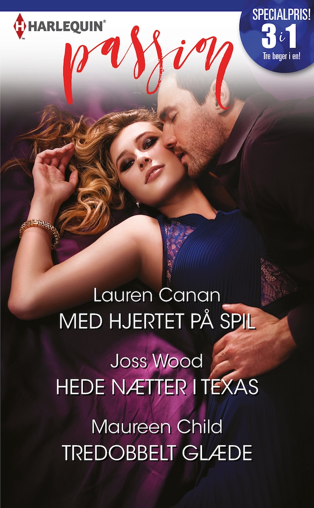 Book cover for Med hjertet på spil / Hede nætter i Texas / Tredobbelt glæde