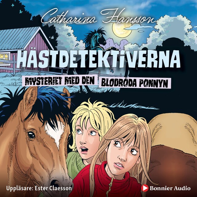 Book cover for Mysteriet med den blodröda ponnyn