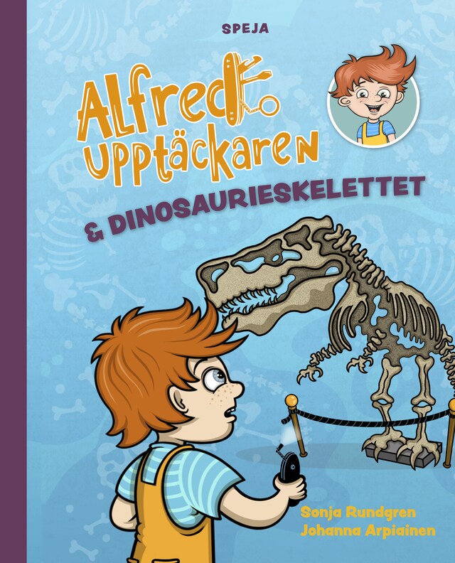 Kirjankansi teokselle Alfred Upptäckaren och dinosaurieskelettet