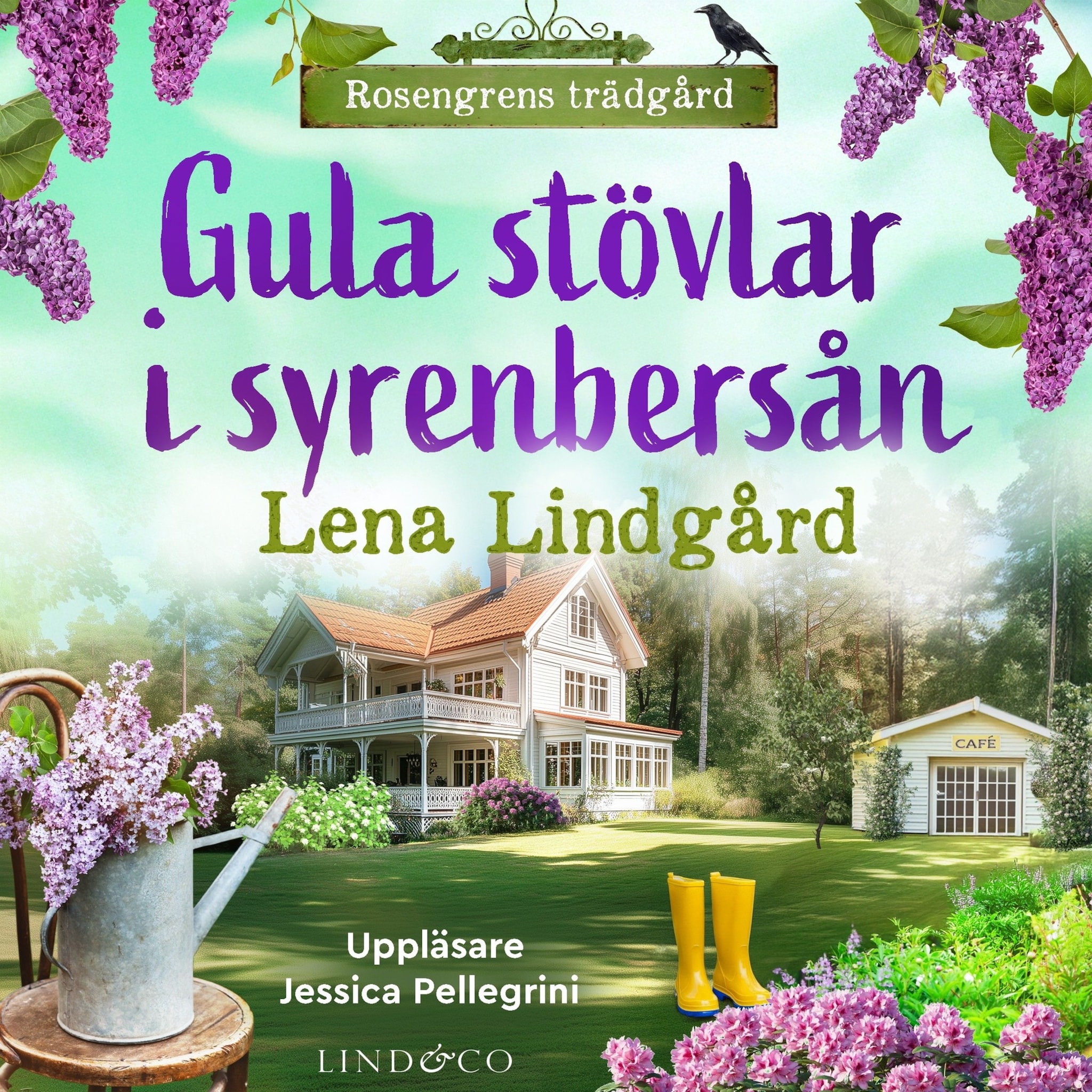 Gula stövlar i syrenbersån