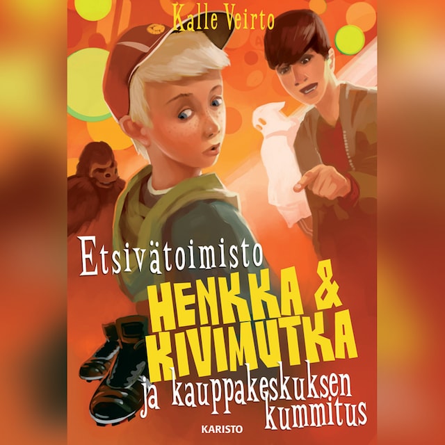 Boekomslag van Etsivätoimisto Henkka & Kivimutka ja kauppakeskuksen kummitus