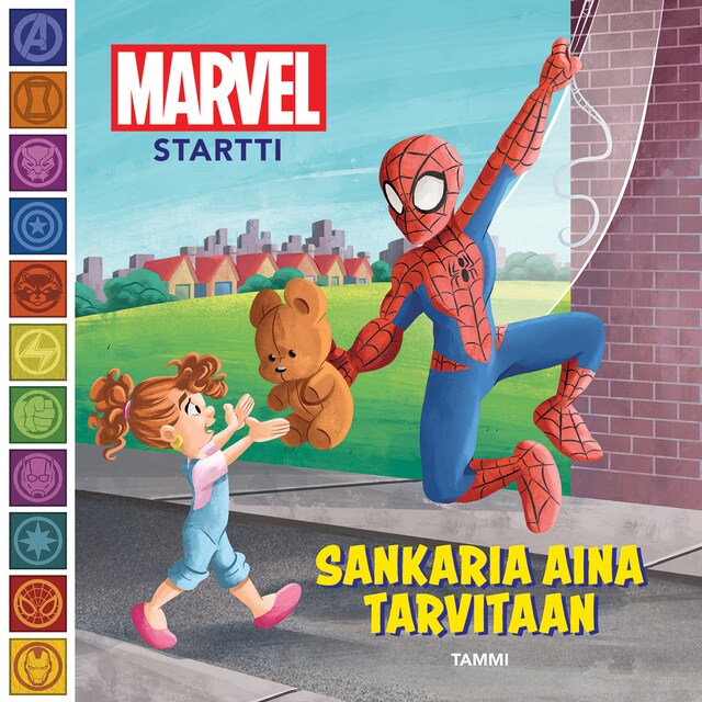 Kirjankansi teokselle Marvel Startti. Sankaria aina tarvitaan