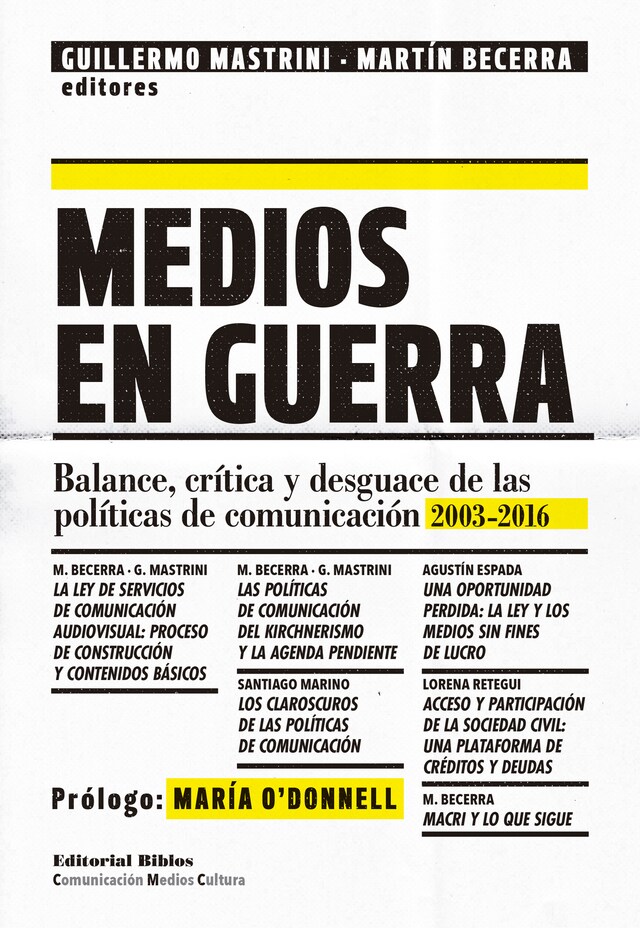 Portada de libro para Medios en guerra