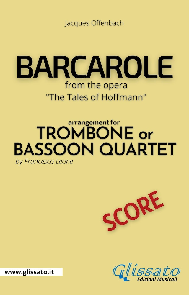 Bokomslag för Barcarole - Trombone or Bassoon Quartet (score)