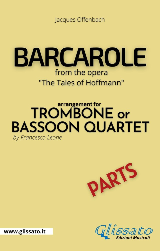 Boekomslag van Barcarole - Trombone or Bassoon Quartet (parts)