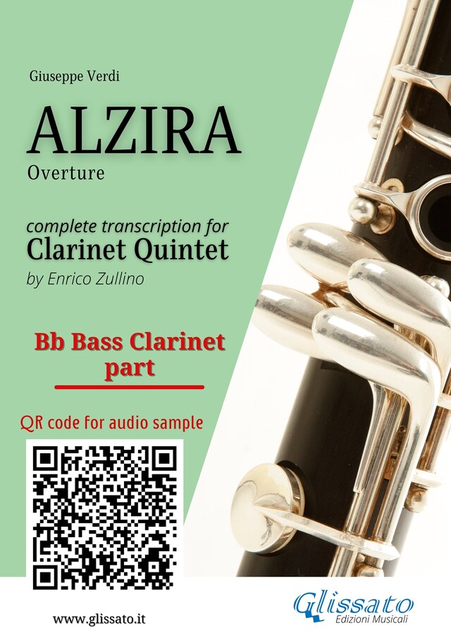 Book cover for Bb Bass Clarinet part of "Alzira" for Clarinet Quintet