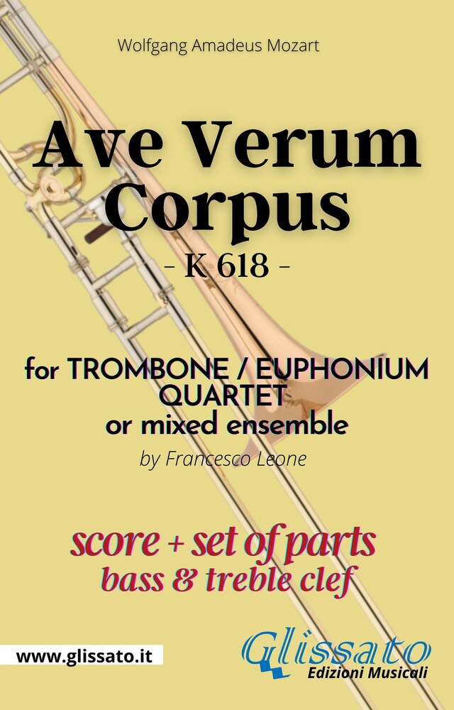 Book cover for Ave Verum Corpus - Trombone/Euphonium Quartet (score & parts)