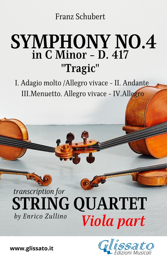 Viola part: Symphony No.4 "Tragic" by Schubert for String Quartet