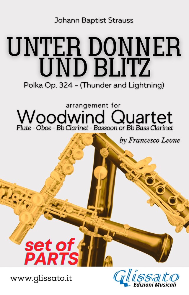 Couverture de livre pour Unter donner und blitz - Woodwind Quartet (parts)