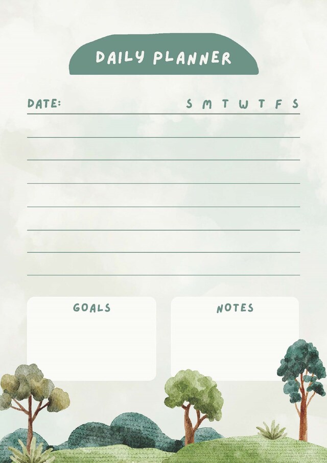 Bogomslag for Green Cute Landscape Daily Planner