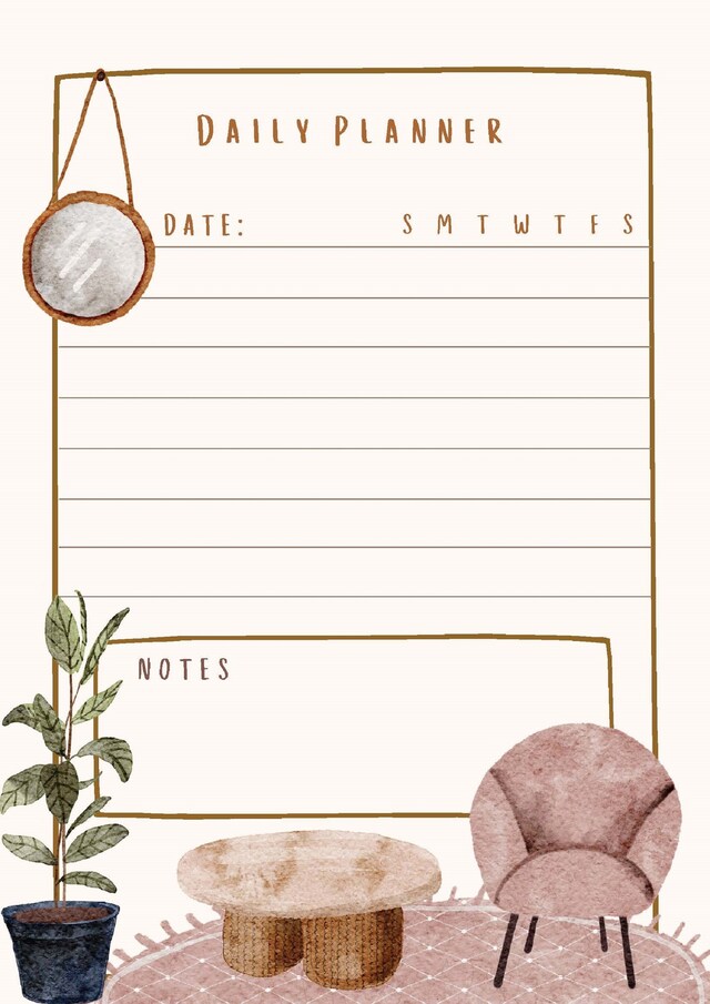 Copertina del libro per Beige Brown Home Decor Daily Planner