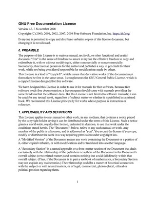 GNU Free Documentation License 1.3.3 bookCoverFor