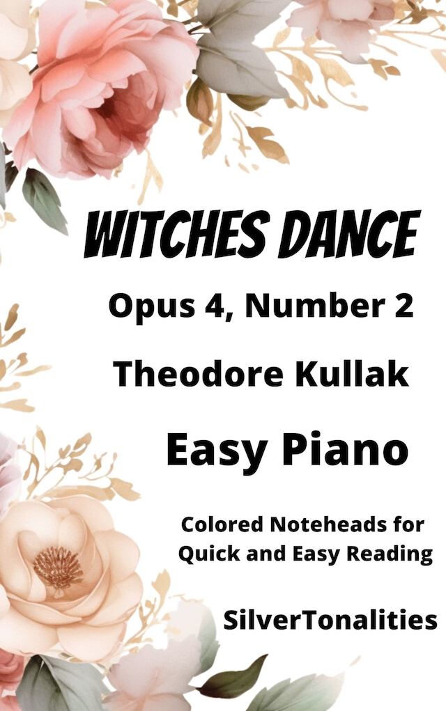 Book cover for Witches Dance Opus 4 Number 2 Easy Piano Sheet Music with Colored Notation