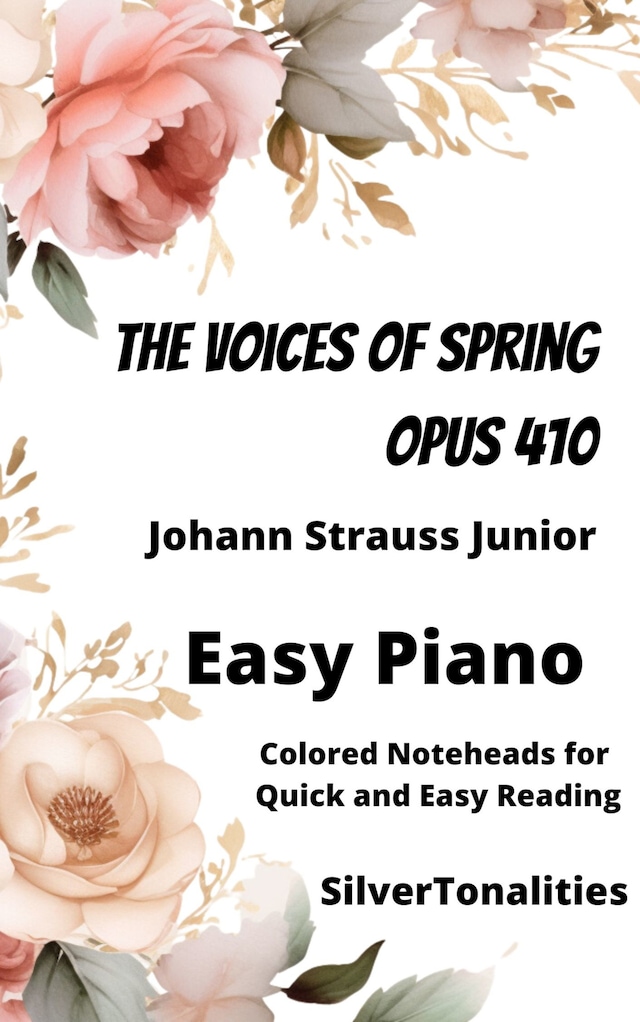 Portada de libro para The Voices of Spring Opus 410 Easy Piano Sheet Music with Colored Notation