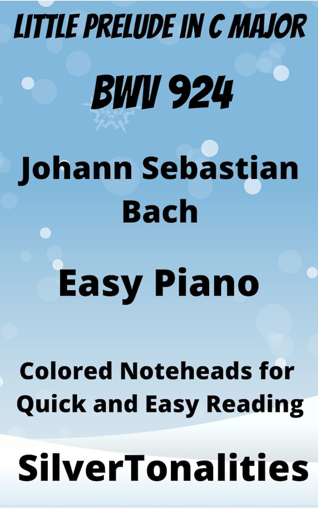 Bokomslag för Little Prelude in C Major BWV 924 Easy Piano Sheet Music with Colored Notation