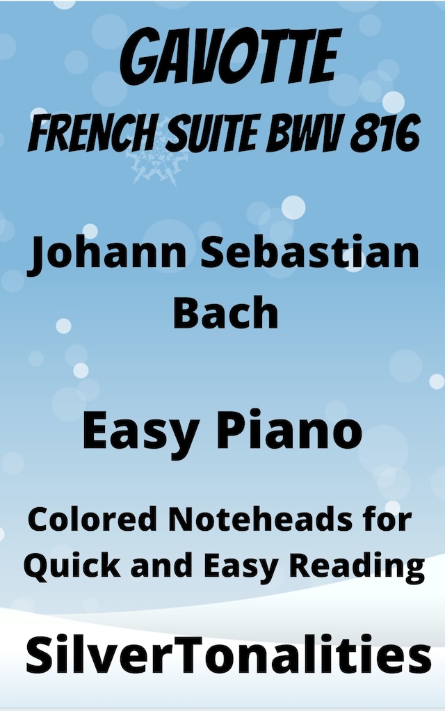 Book cover for Gavotte French Suite BWV 816 Easy Piano Sheet Music with Colored Notation