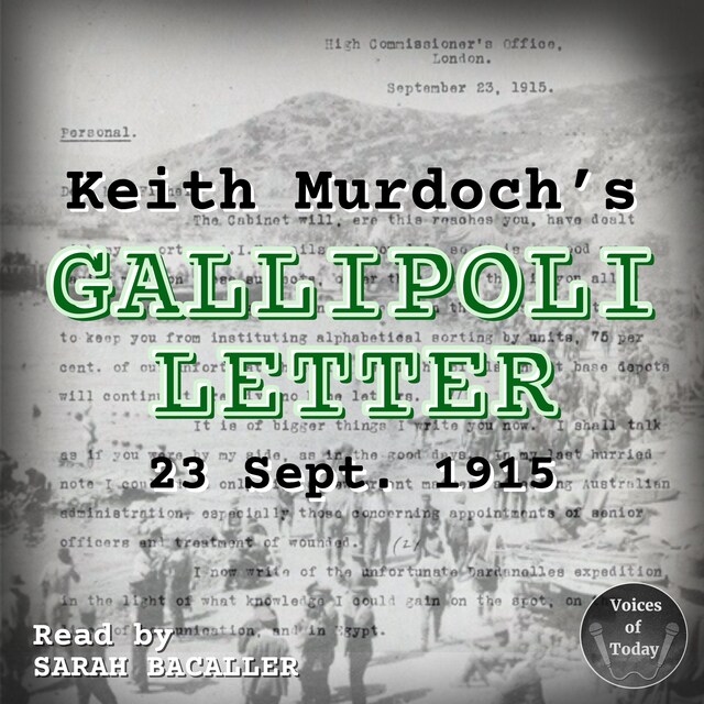 Kirjankansi teokselle Keith Murdoch’s Gallipoli Letter