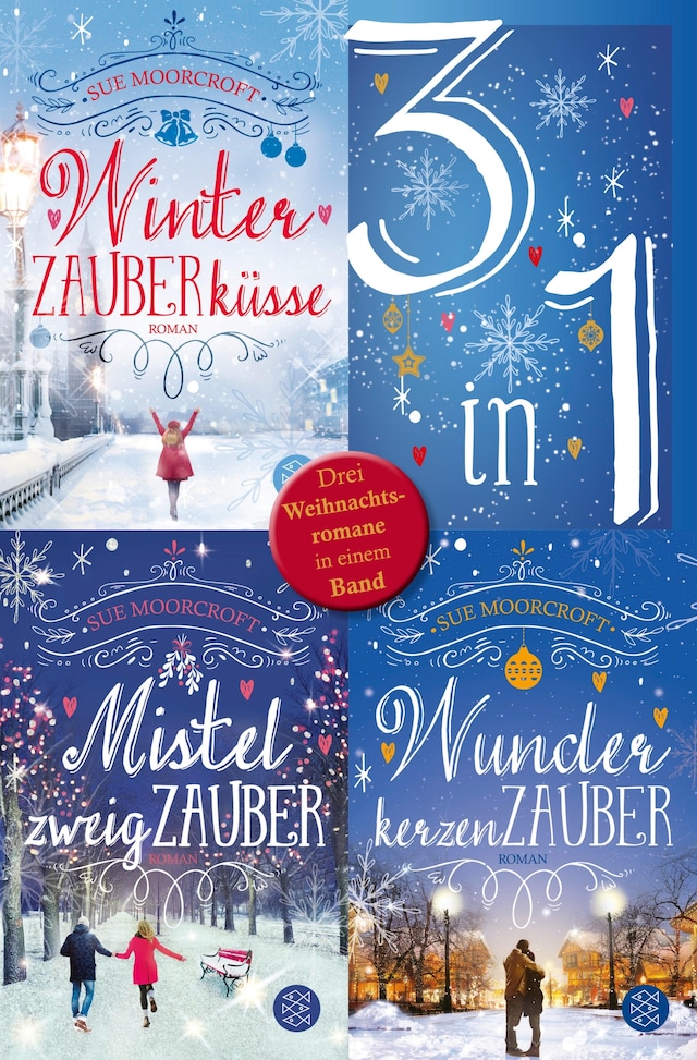 Buchcover für Winterzauberküsse / Mistelzweigzauber / Wunderkerzenzauber - Drei Weihnachtsromane in einem Band